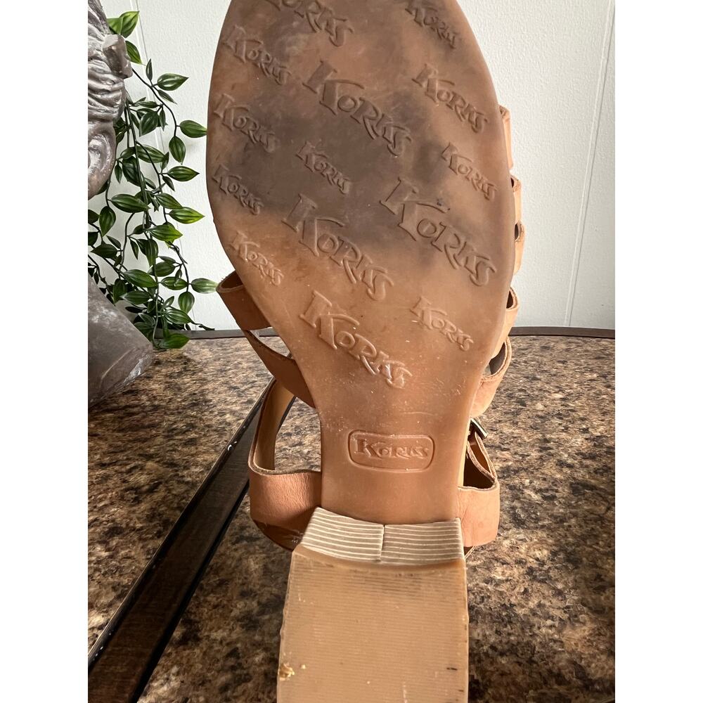 Korks by Korkease Cilla Tan Leather Strappy Sandals Heels 10 Boho Open Toe - Picture 14 of 15